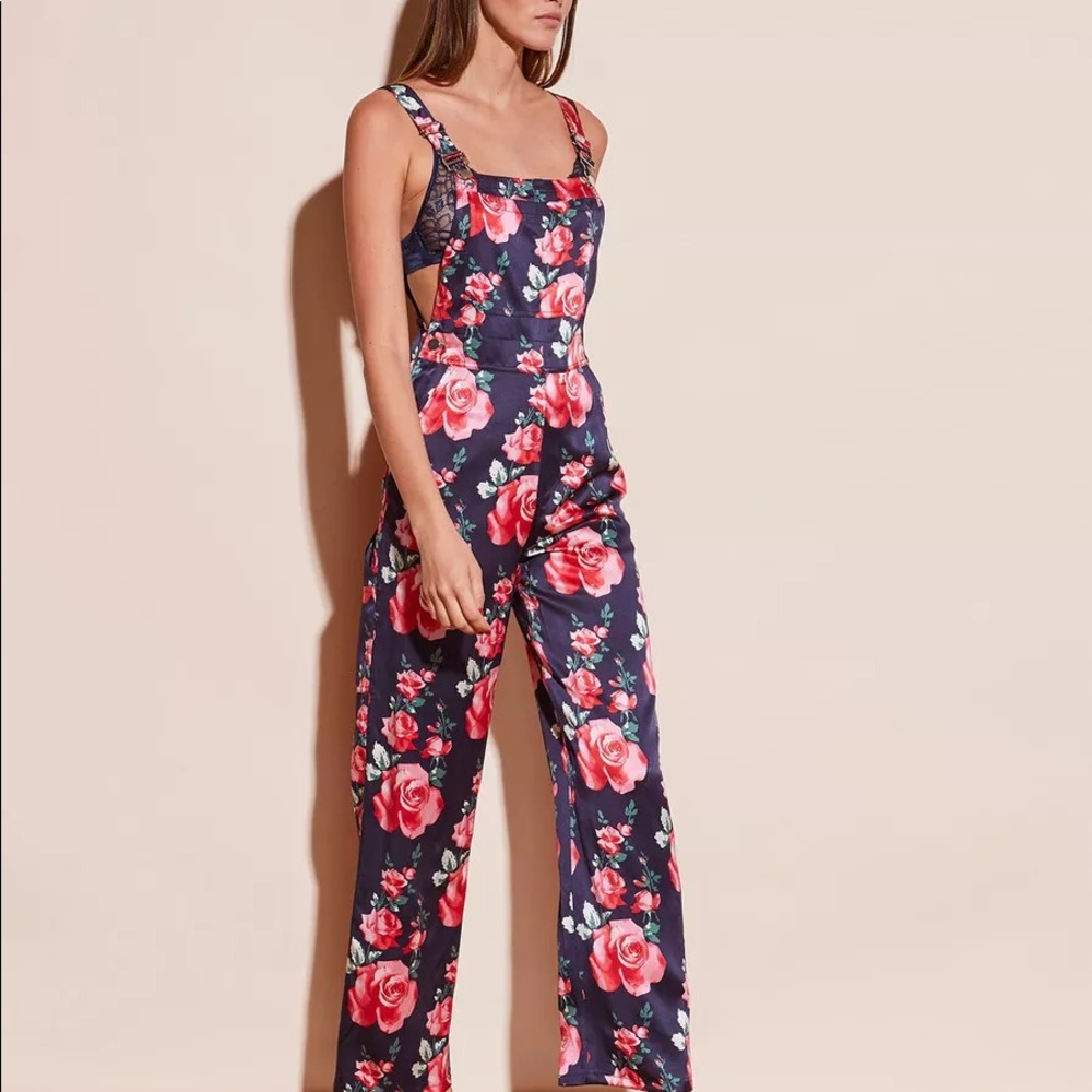 NWOT Fleur Du Mal Silk Floral Overalls Sz 0